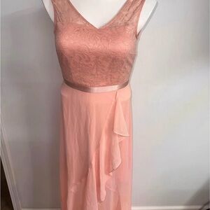 Peach Sleeveless V-Neck Midi formal dress NWOT